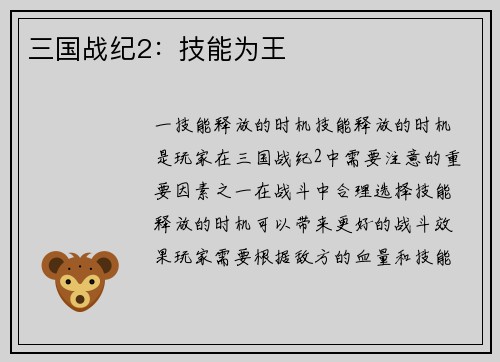 三国战纪2：技能为王